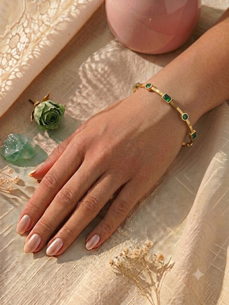 Mini Emerald Charm Bracelet