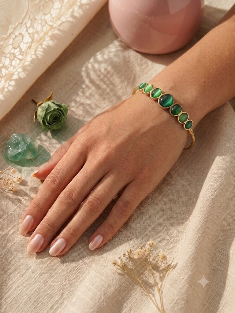 Emerald Oval Bead Bracelet