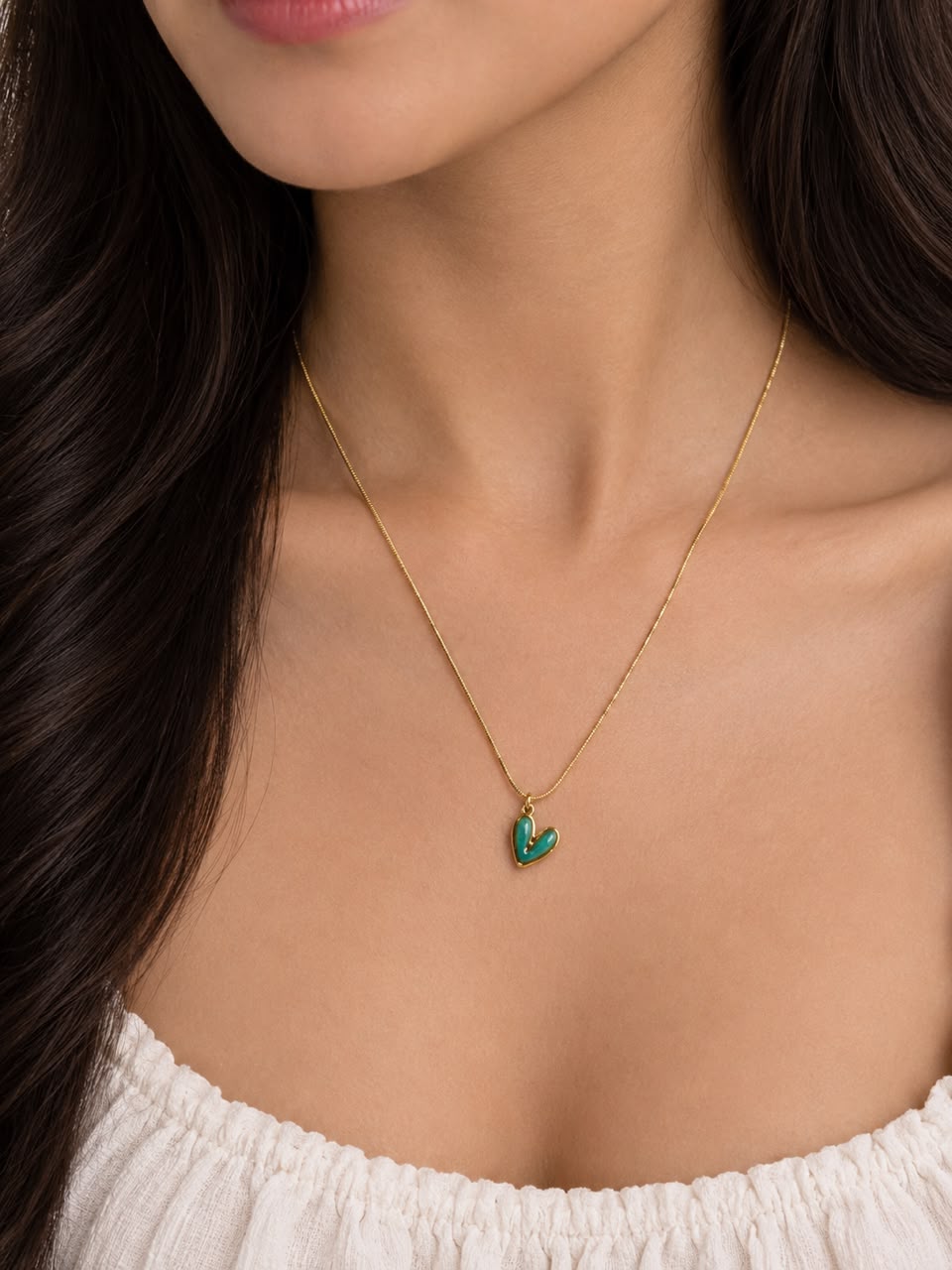 Mini green heart pendant