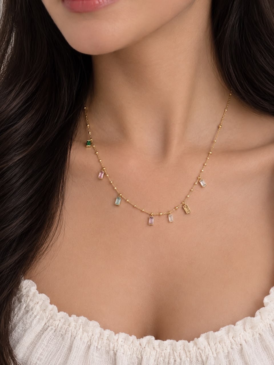 multicoloured chain pendant