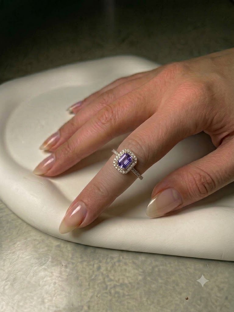 Purple Princess-Cut Ring