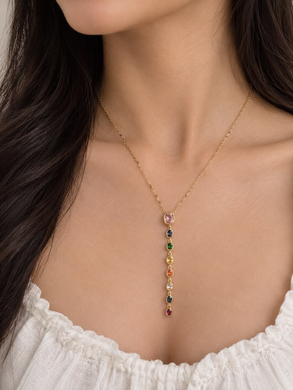 Multicolour Cascade Drop Necklace