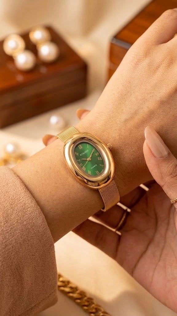 Premium green oval dial watch